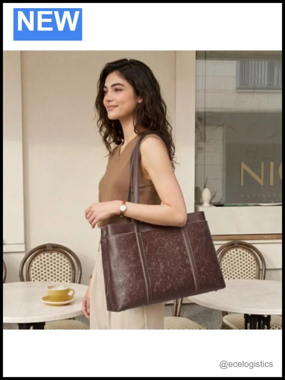 Genuine Leather Floral Tote Bag for Women Large Shoulder Handbag